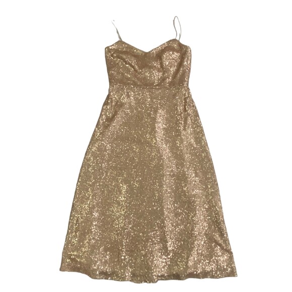 Dessy Collections 3067 Size 8 Party Elegant Rose Gold NWT Wedding Sequin Midi - Picture 6 of 12